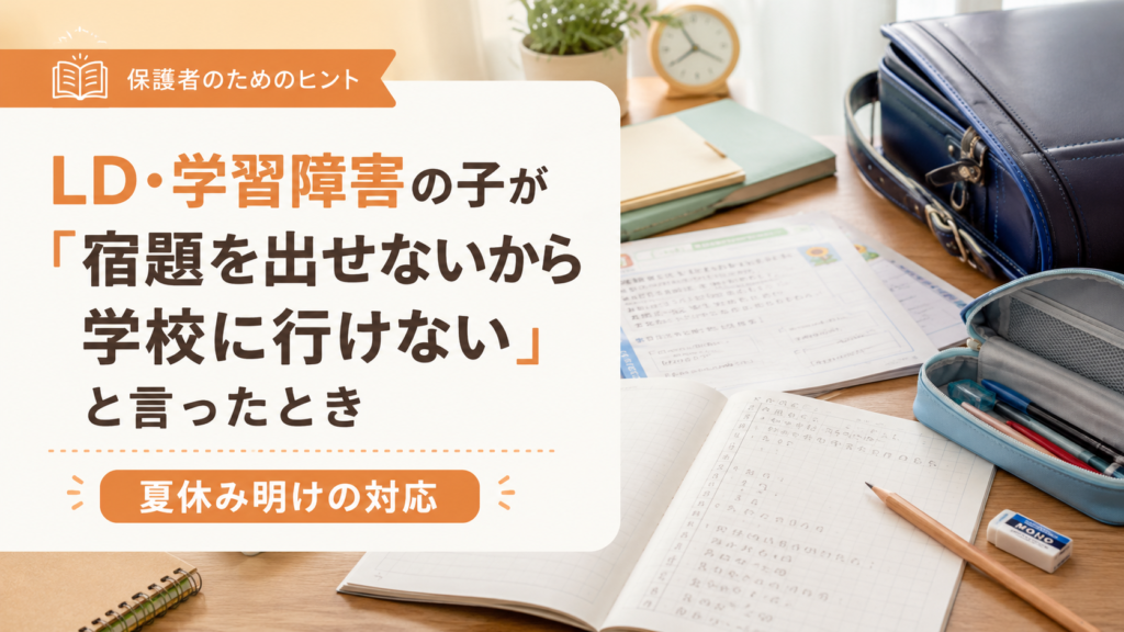 LD・学習障害の子が「宿題を出せないから学校に行けない」と言ったとき