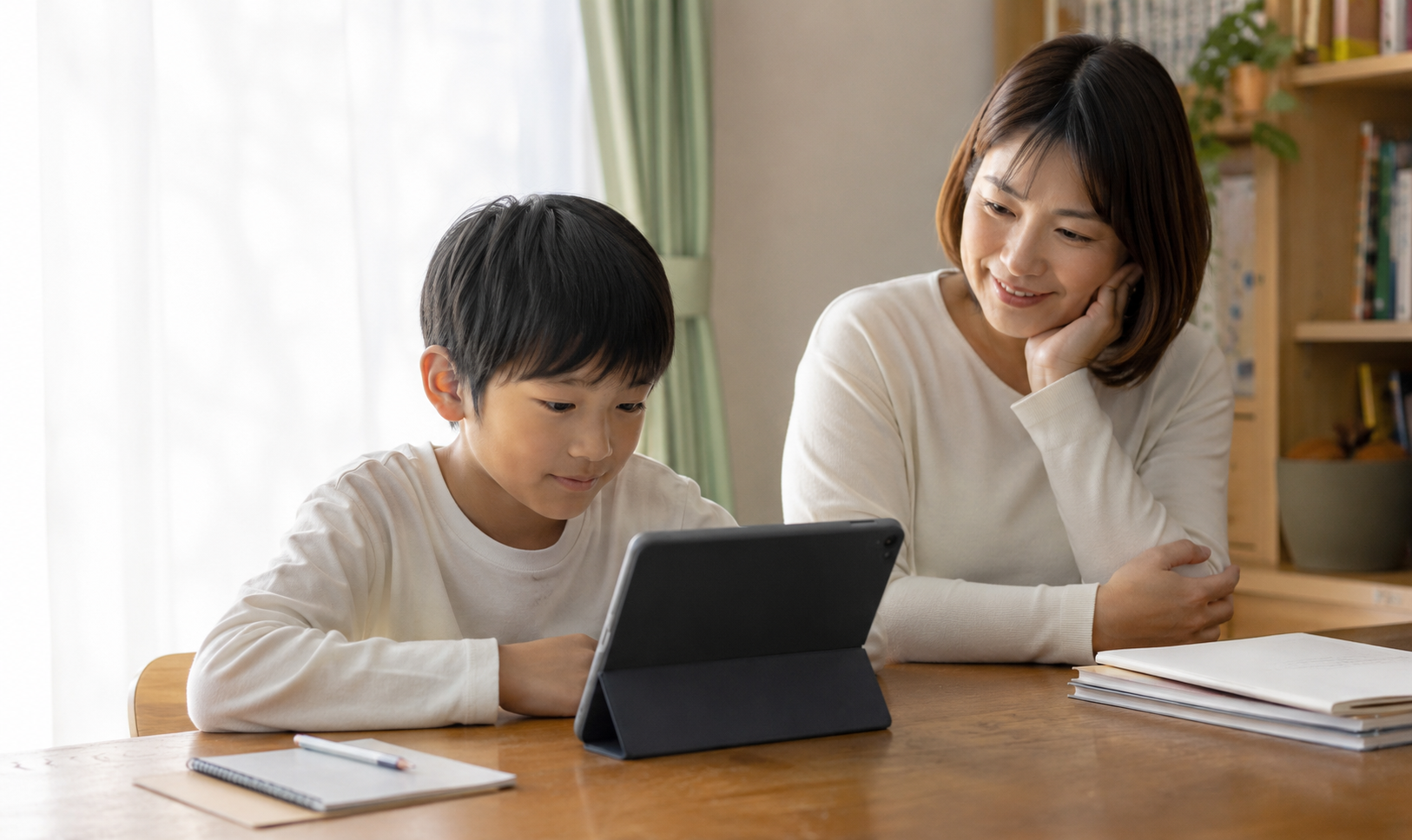読み書きが苦手な子に家庭で寄り添い学習を支える様子