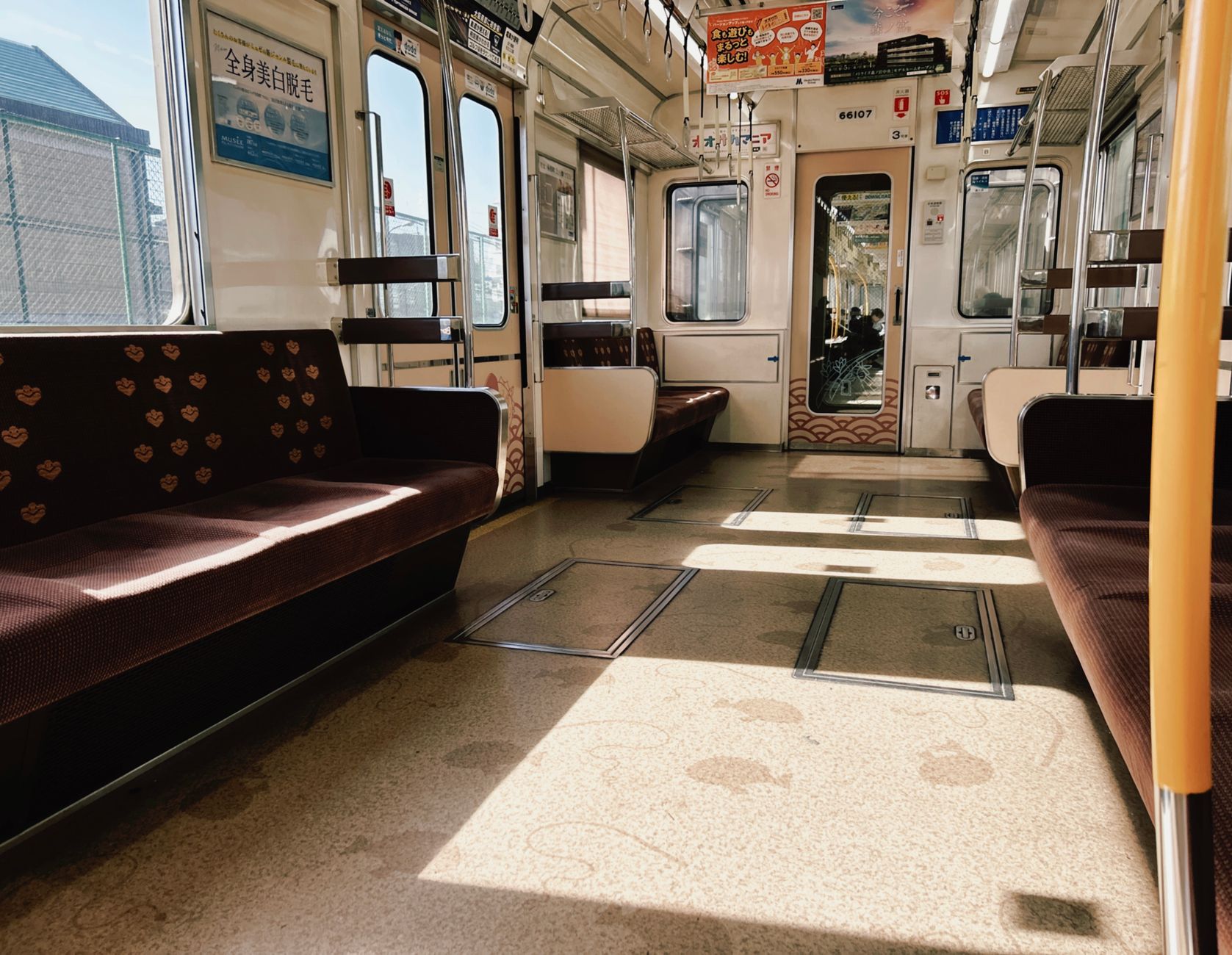 夕方の電車の車内