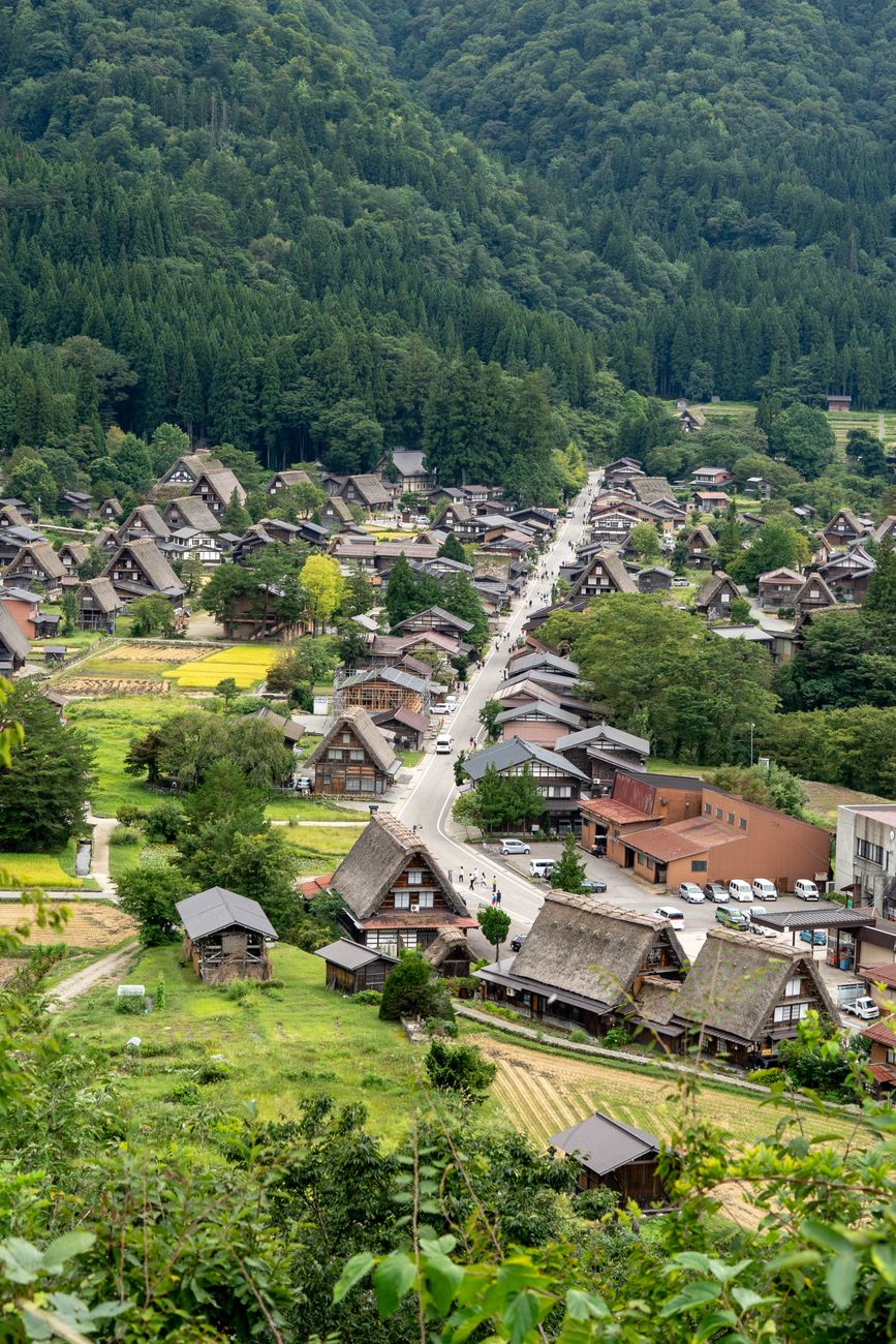 山あいの田んぼと里の風景