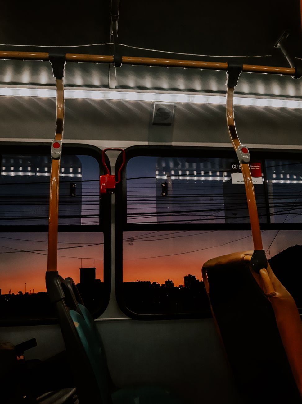 夕方の電車の車内
