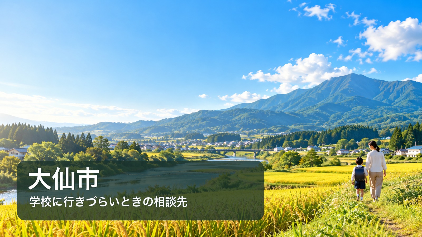 大仙市の田園風景を背景に学校に行きづらいときの相談先と書かれたサムネイル