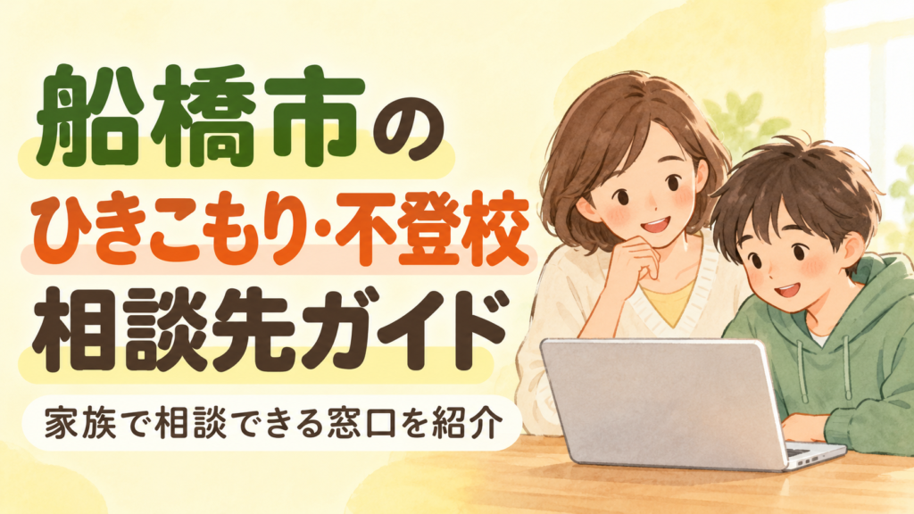 funabashiのひきこもり・不登校相談先ガイド。親子が自宅で相談しているイラスト
