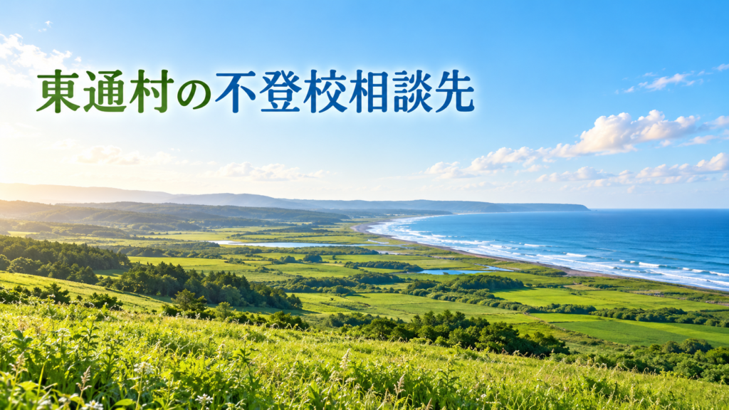 東通村の海岸や自然風景を背景にした不登校相談先記事のサムネイル