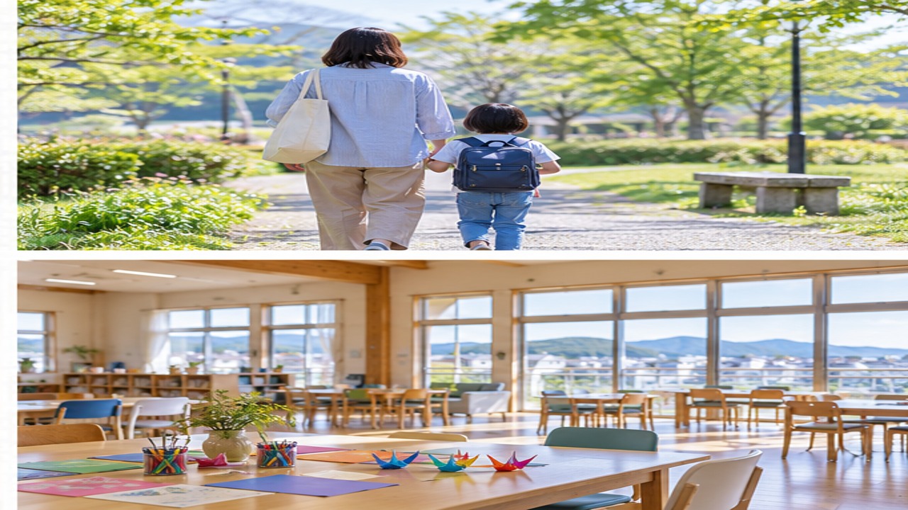 明るい室内で学ぶ子ども