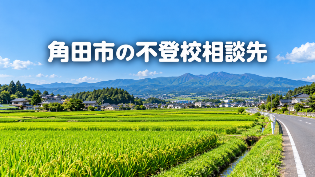 角田市の田園風景と蔵王連峰を背景にした記事アイキャッチ