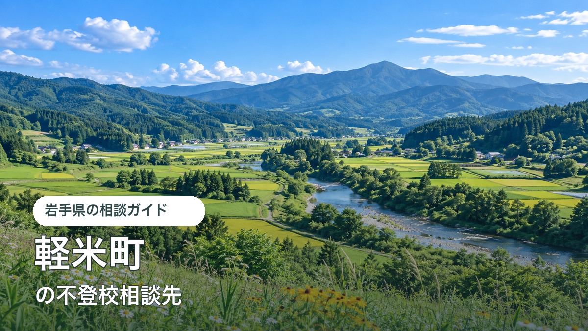 軽米町の海や山の明るい風景と不登校相談先ガイド