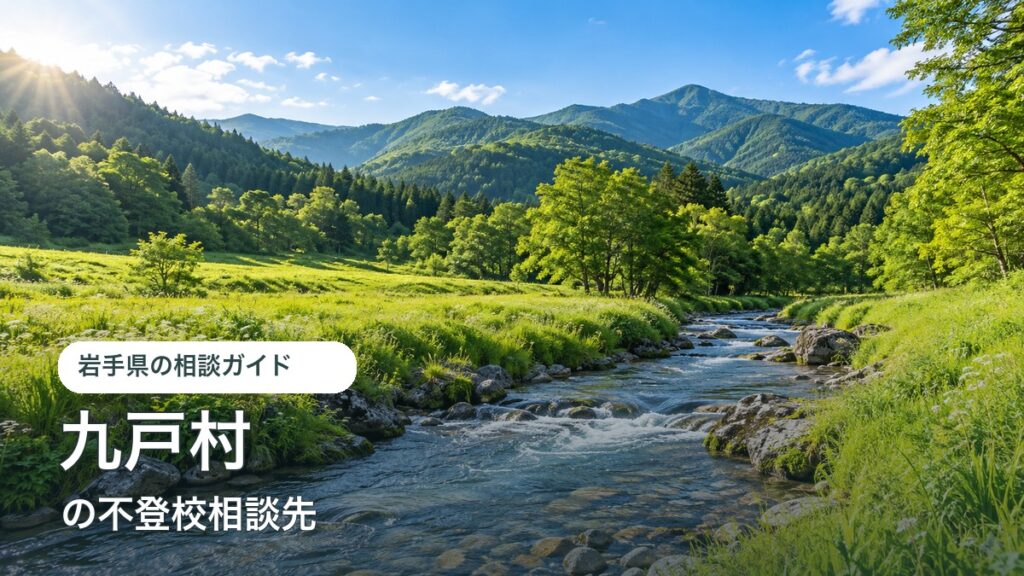九戸村の海や山の明るい風景と不登校相談先ガイド