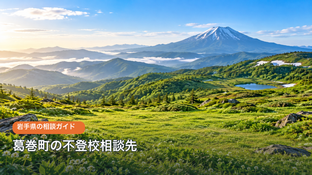 葛巻町の不登校相談先をテーマにした明るい生成風景写真