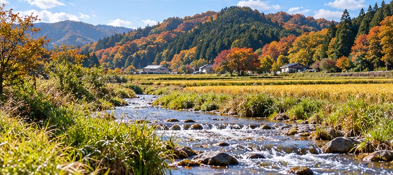 青空の下に広がる美里町の田園風景