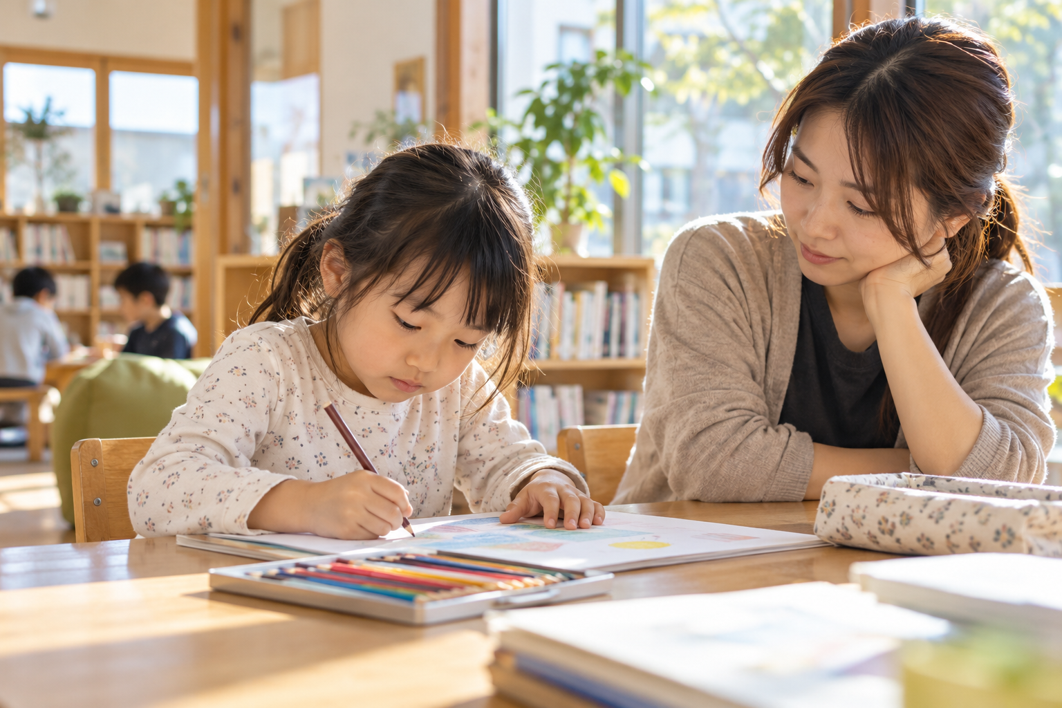 地域の学びの場で、自分のペースで制作活動をする子ども
