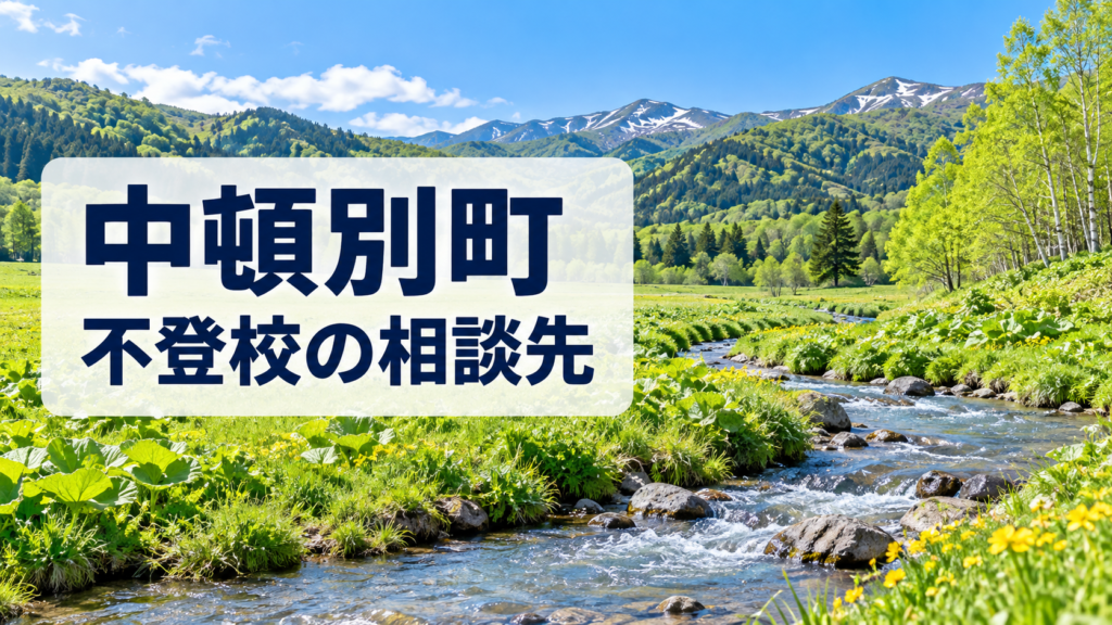 中頓別町の不登校相談先を案内する文字入りの明るい風景画像