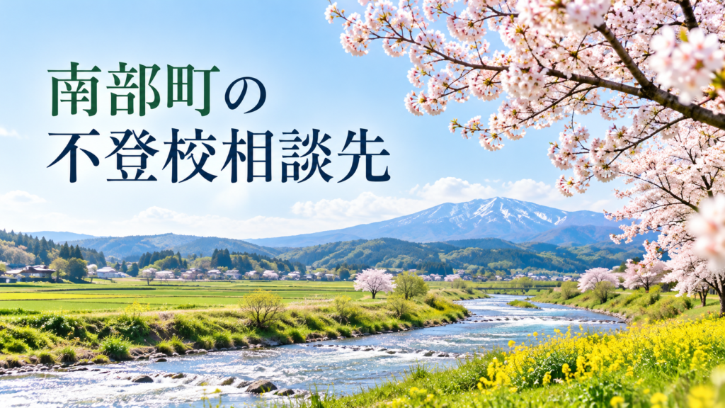 南部町の桜と川沿いの風景を描いた不登校相談先記事のサムネイル