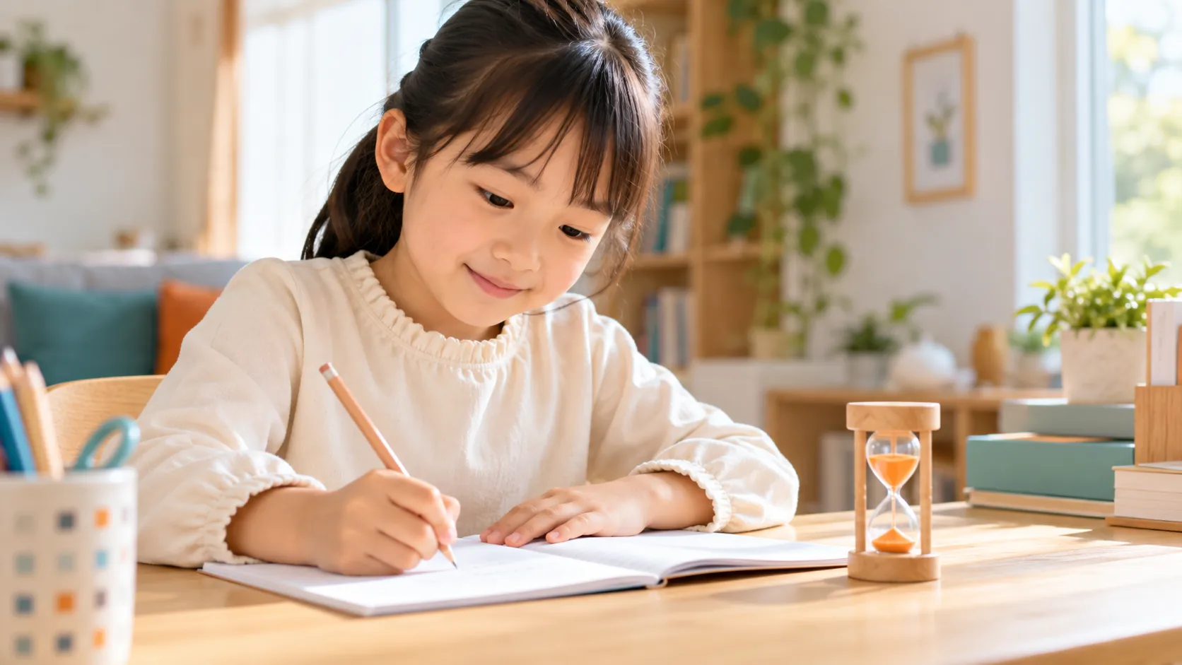 学習の区切りを道具で確認するイメージ