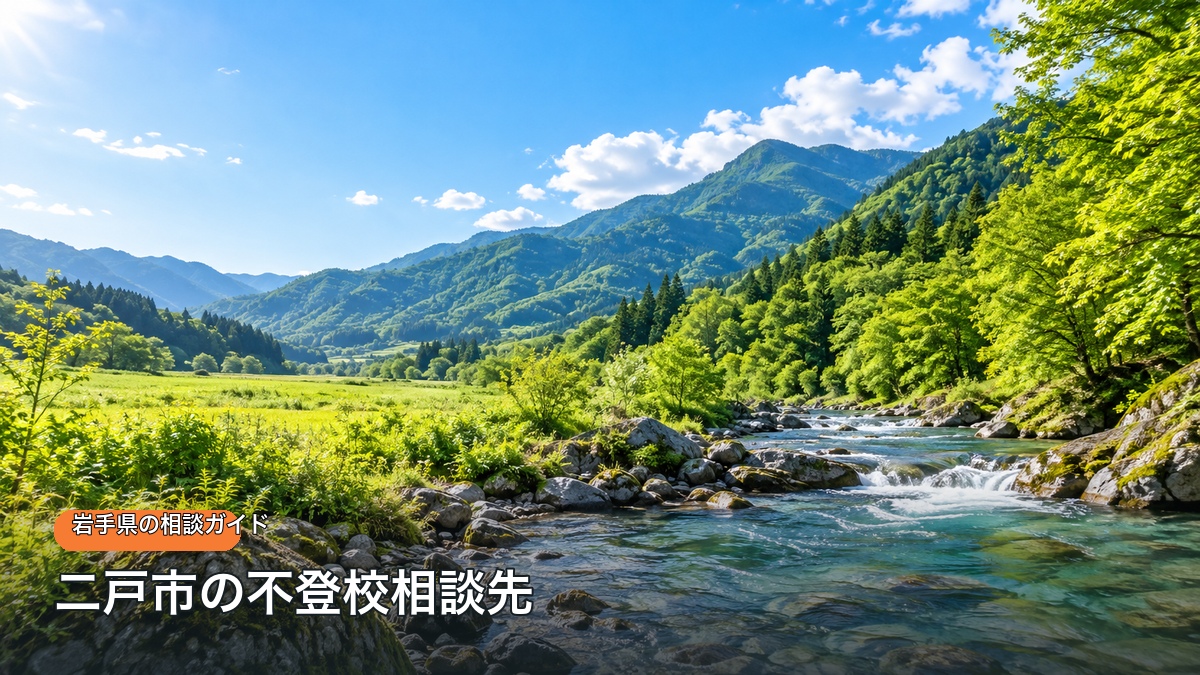 二戸市 不登校相談先をテーマにした明るい生成風景写真