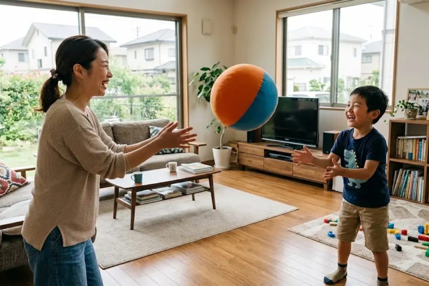 親子で遊ぶ様子