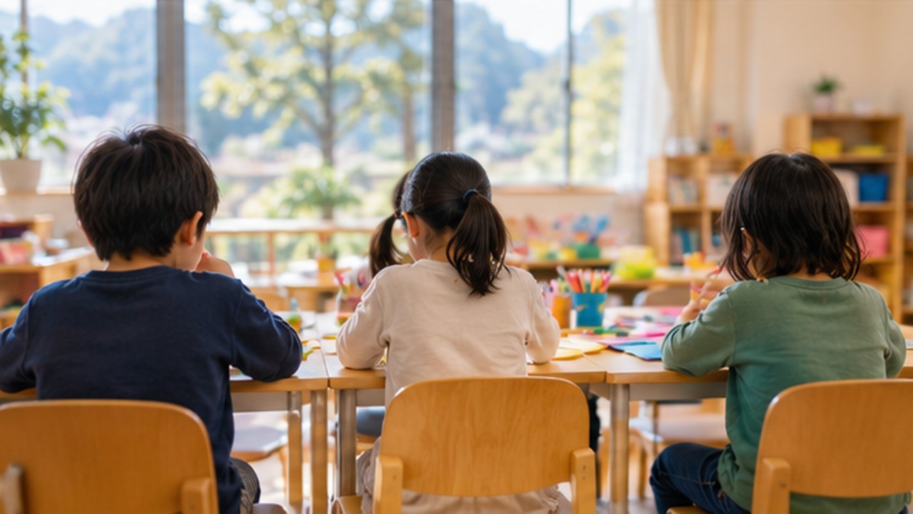 子どもたちが創作活動をする様子