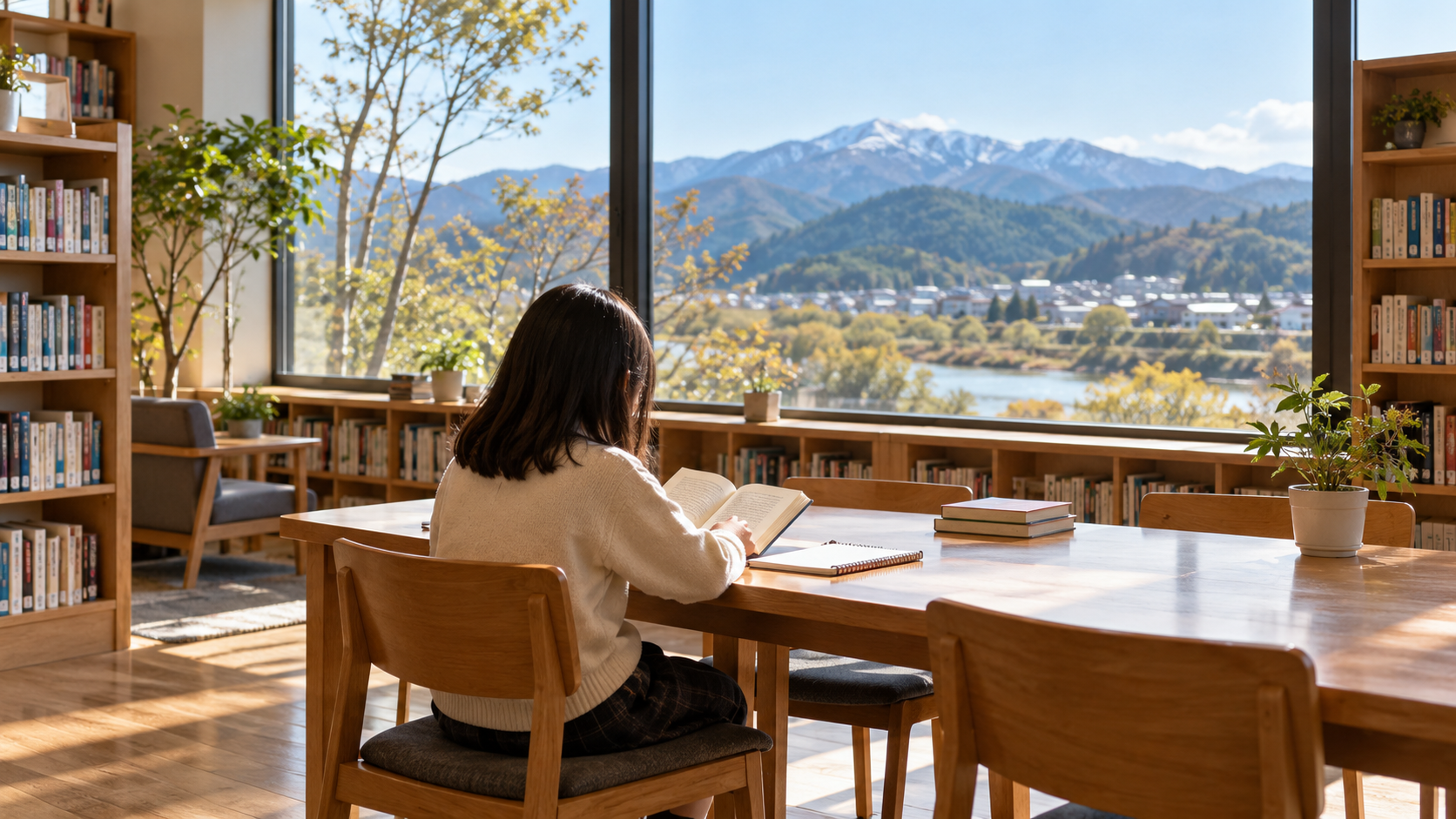 図書館で自分のペースで学ぶ子ども