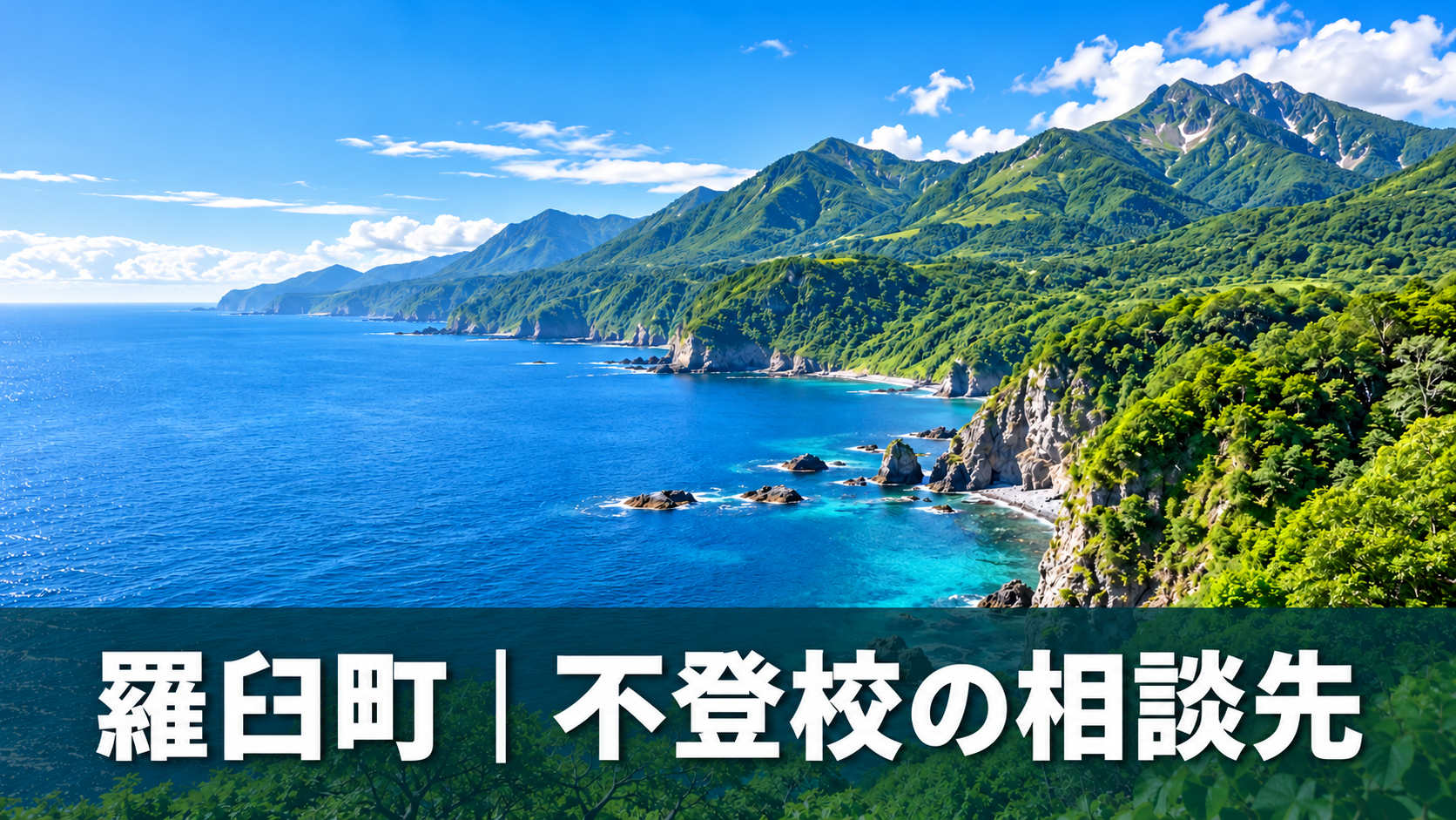 羅臼町の海岸と山並みを背景にした不登校相談先の記事サムネイル