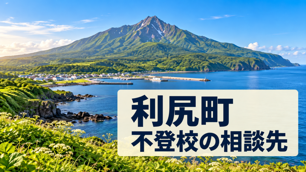利尻町の不登校相談先を案内する文字入りの明るい風景画像