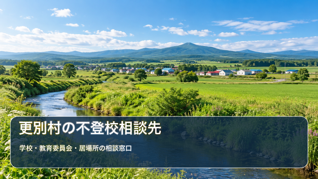 明るい風景に自治体名と不登校相談先の文字を重ねたサムネイル