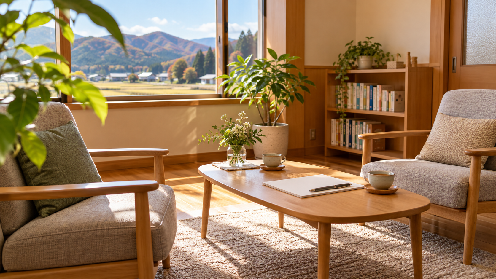 保護者と相談員が静かな部屋で相談内容を整理する様子