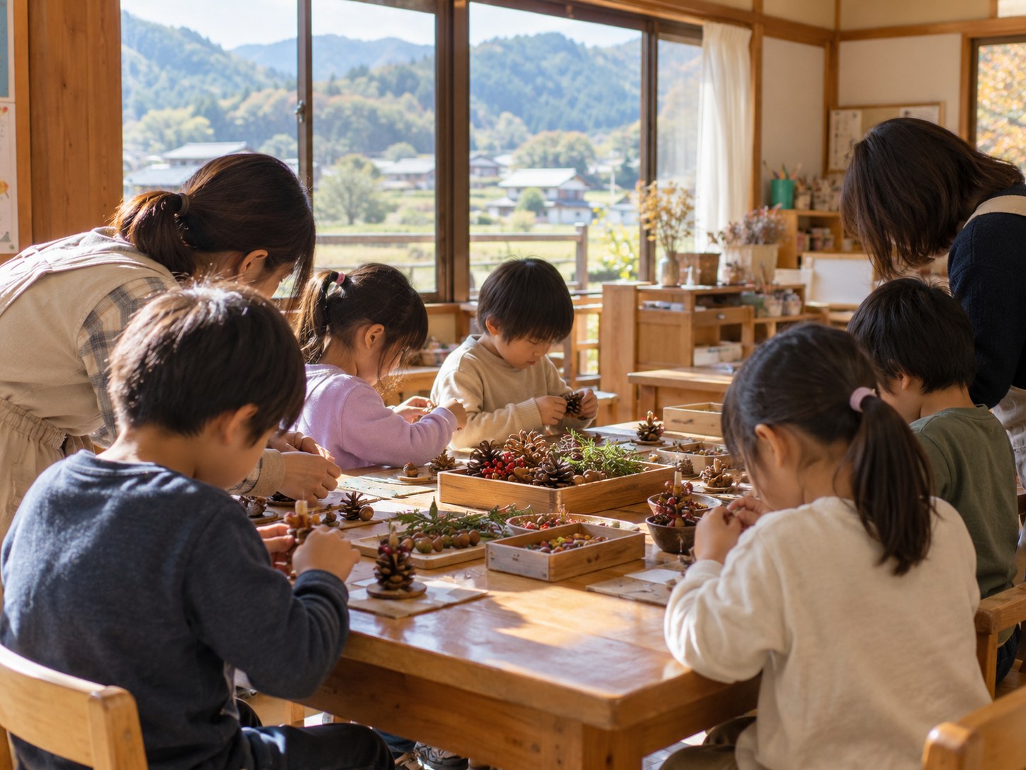 七ヶ宿町の子どもが自分のペースで学ぶ様子