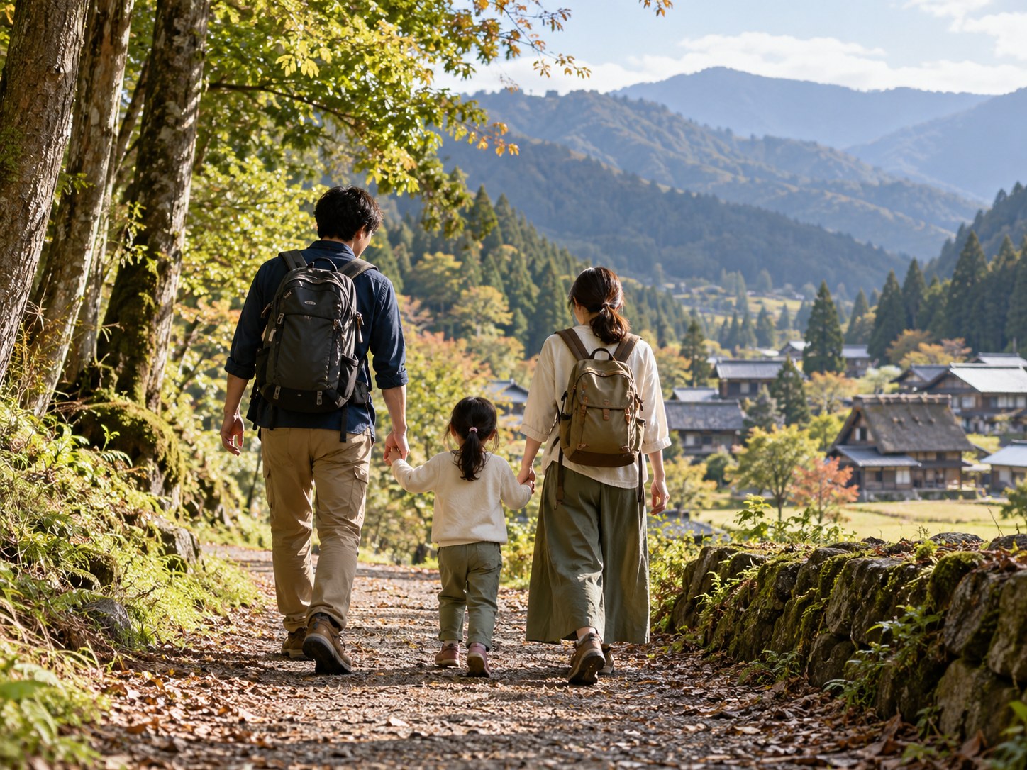 親子で自然の中を歩きながら過ごす時間