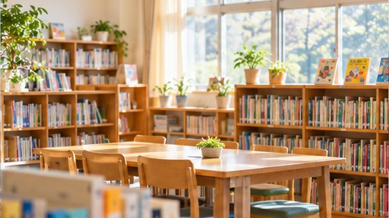 自然光が入る静かな学習スペース