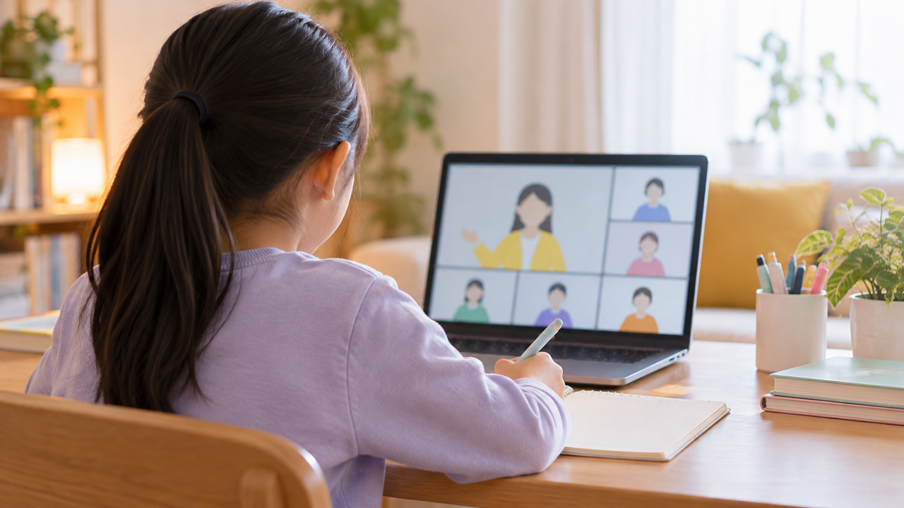 オンラインで学ぶ子どものイメージ