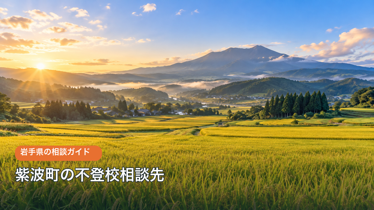 紫波町の不登校相談先をテーマにした明るい生成風景写真