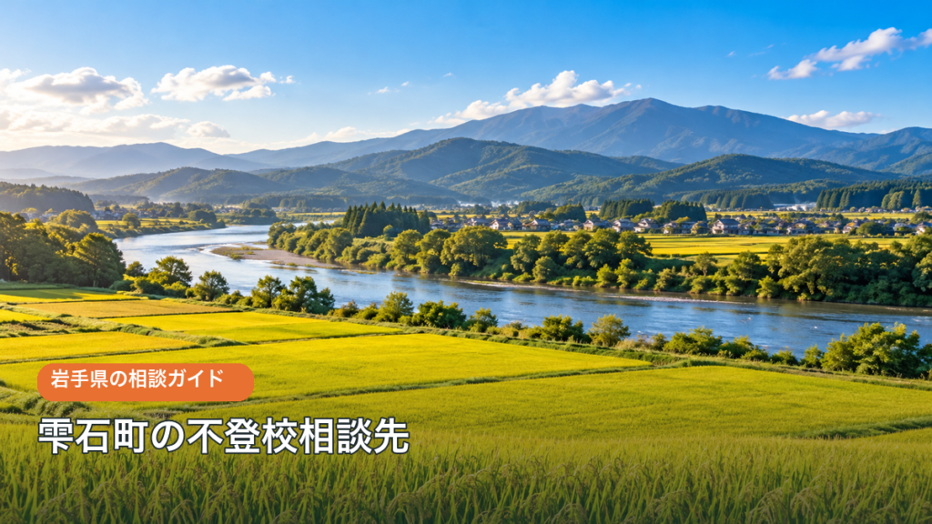 雫石町の不登校相談先をテーマにした明るい生成風景写真