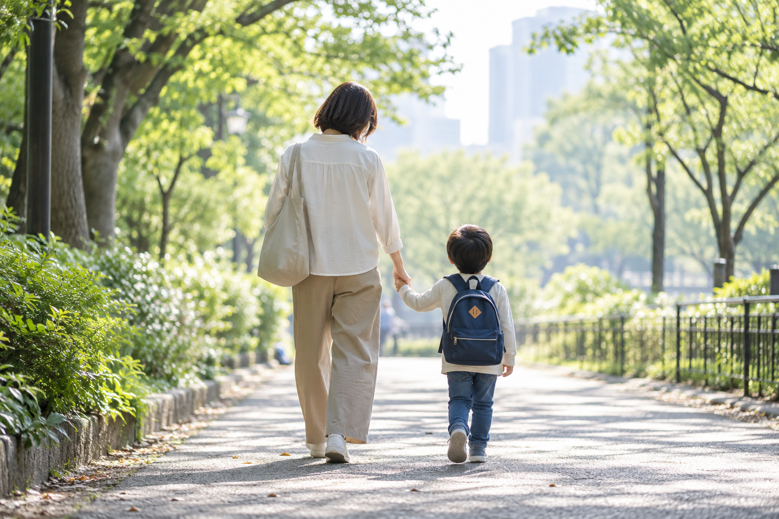 多賀城市の公園を親子が歩くイメージ