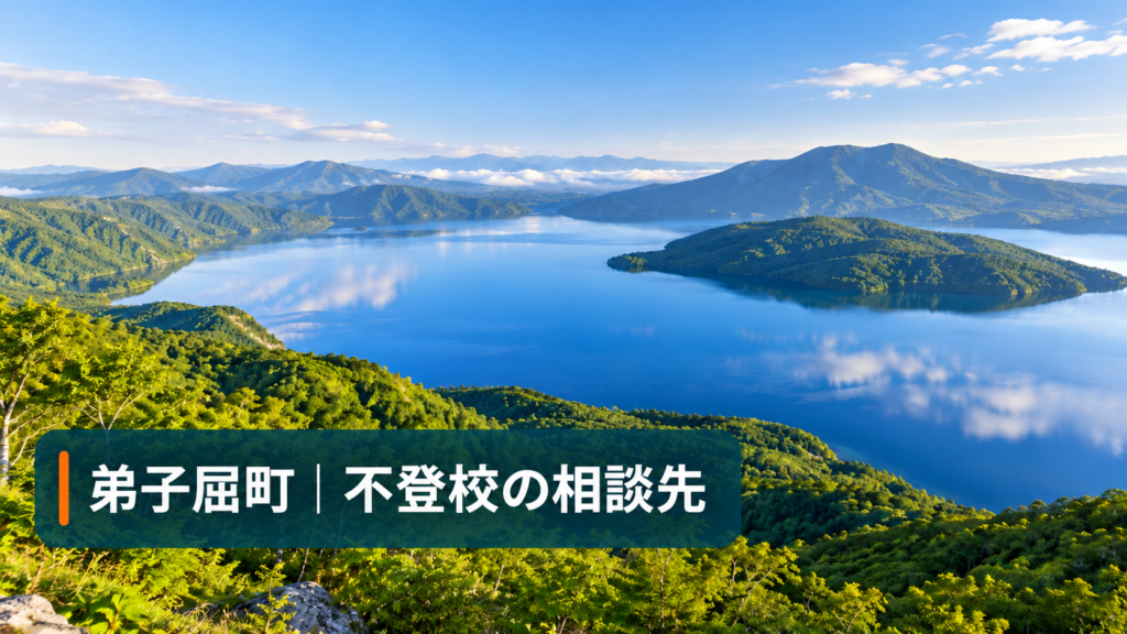 弟子屈町の湖景色に弟子屈町 不登校の相談先と文字を入れたサムネイル