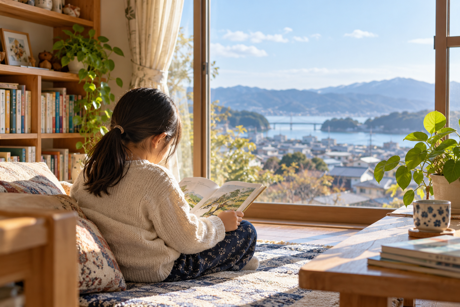 自分のペースで本を読む子ども