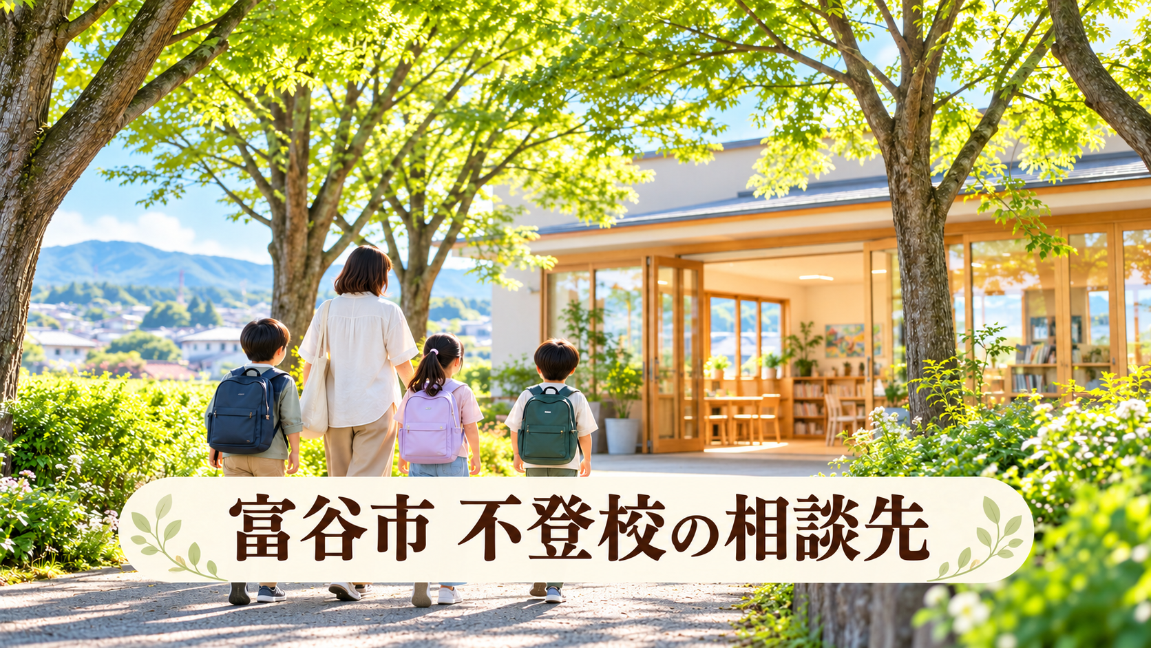 富谷市の明るい緑道と地域の学びの場を描いた記事サムネイル
