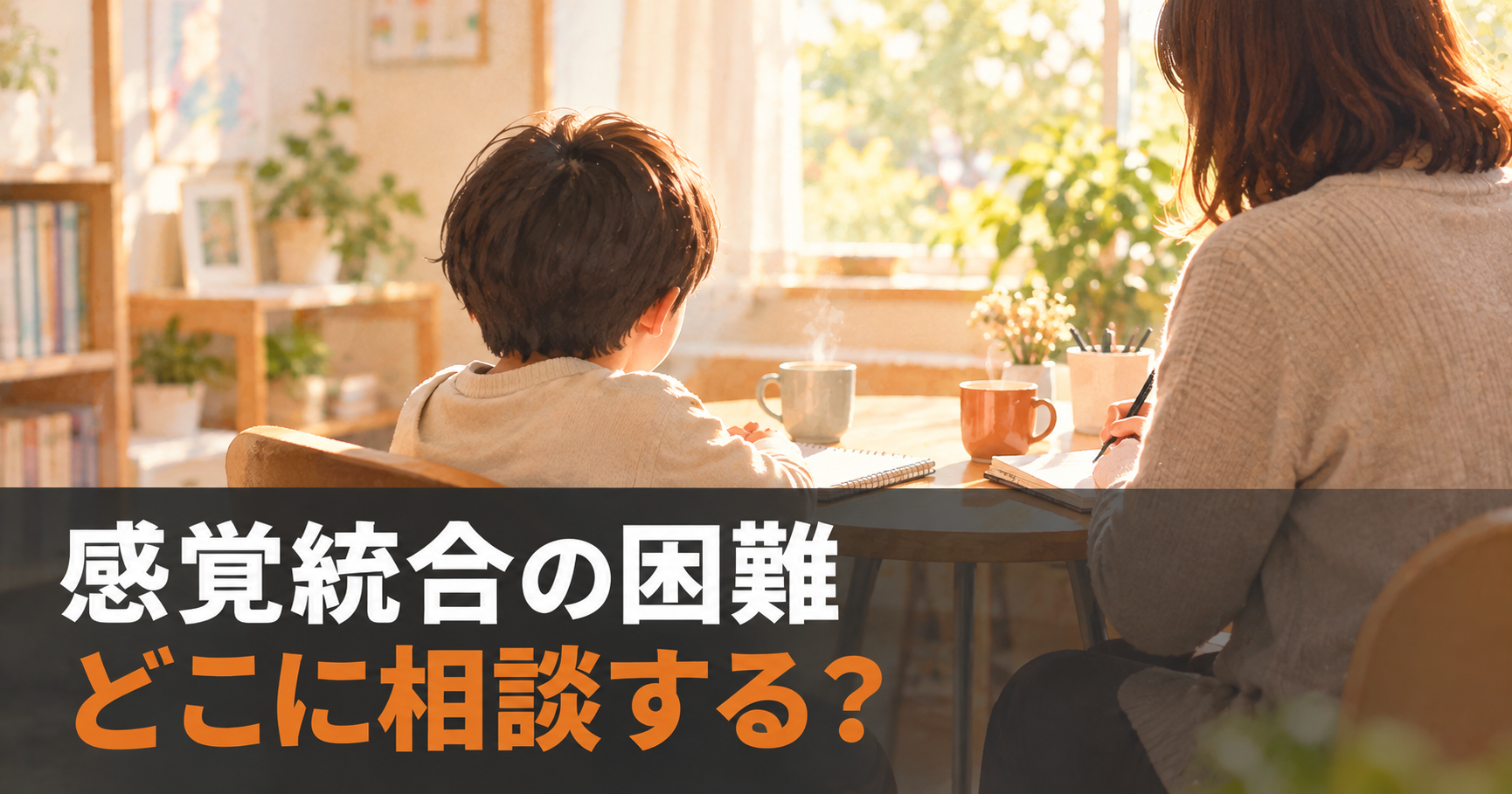 相談室で大人と子どもが向かい合って話す様子｜感覚統合の困難の相談先